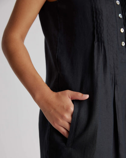 100% European Linen Sleeveless Swing Dress - XS / Classic Mini Gingham