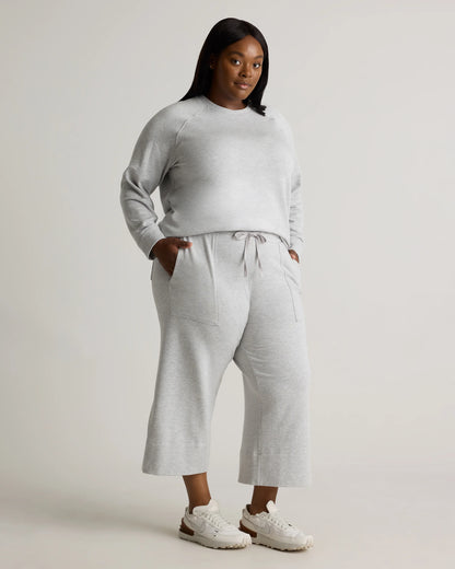 SuperSoft Fleece Cropped Wide Leg Pants - 1X / Heather Grey
