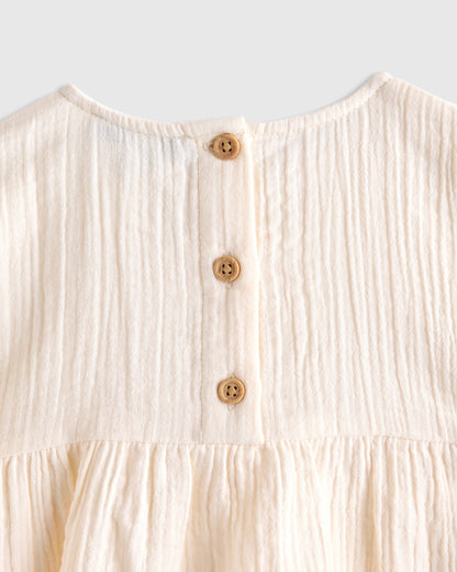 100% Organic Cotton Gauze Dress - 6 / Vintage Cream