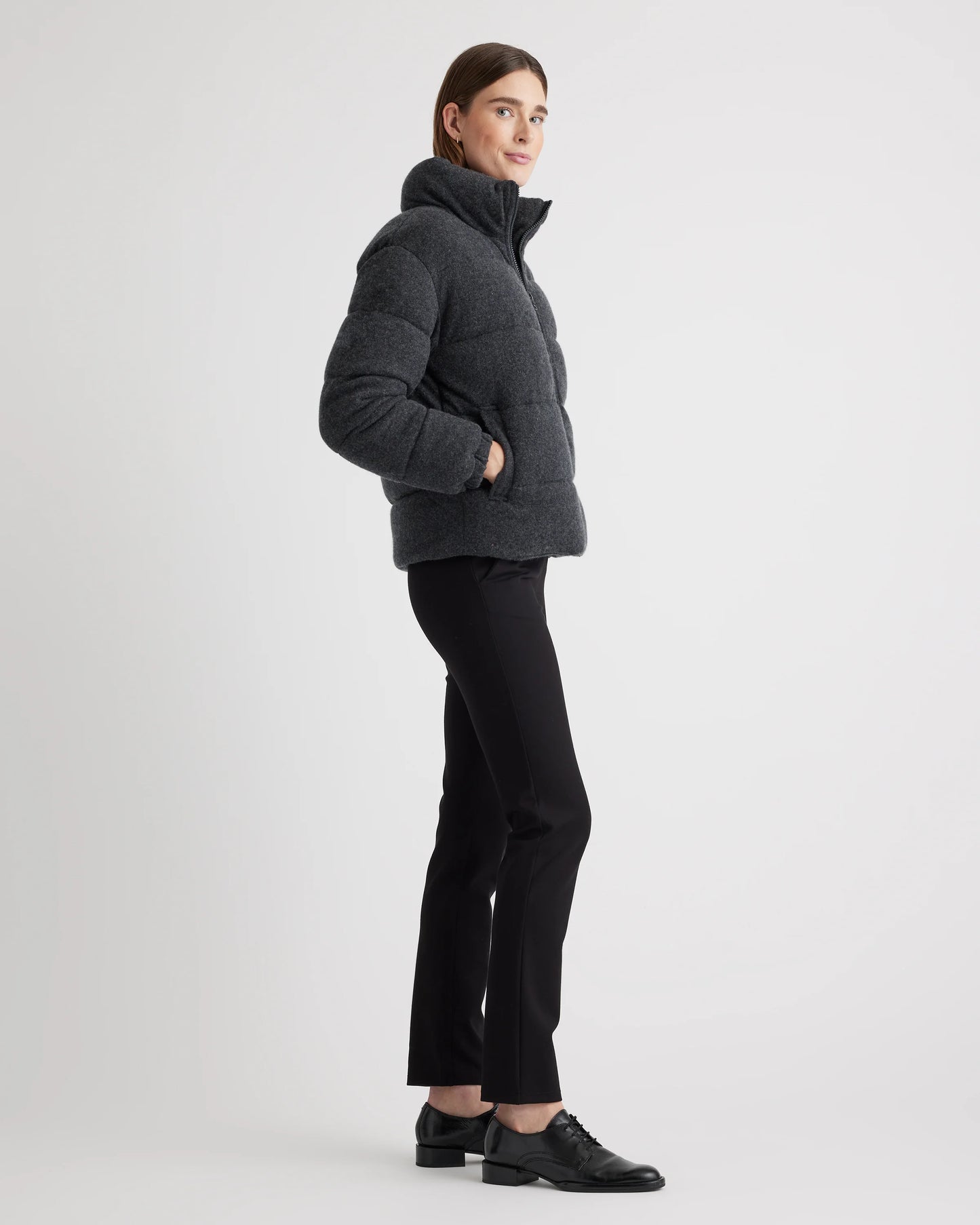 Mongolian Cashmere Puffer Jacket - XS / Brown