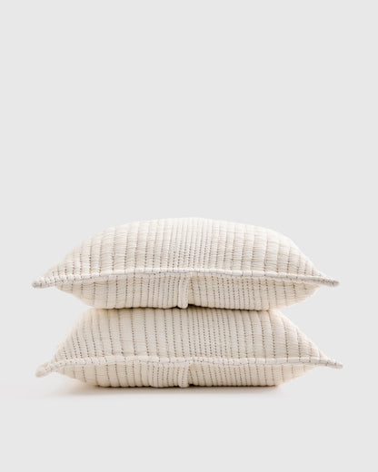 Organic Cotton Channel Stitch Sham Set - Standard / Coral Pink