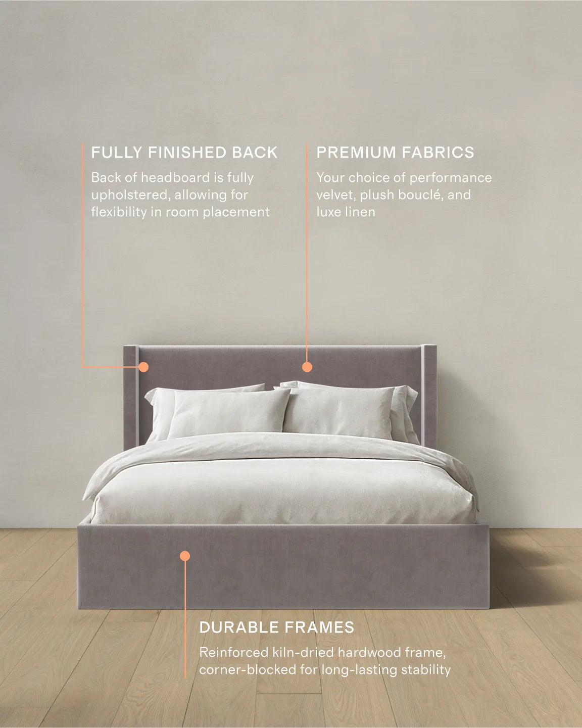 Wingback Bed in Performance Velvet - Full / Butterscotch