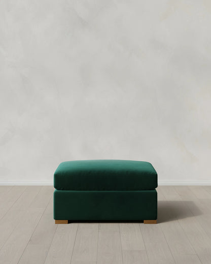 Hollis Slope Arm Ottoman in Performance Velvet - 37" / Taupe