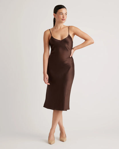 100% Washable Silk Slip Dress - XS / Black