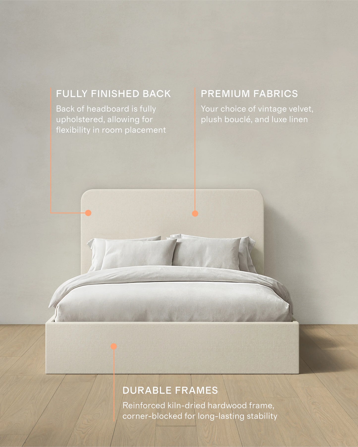 100% Linen Curved Bed - Full / Canvas