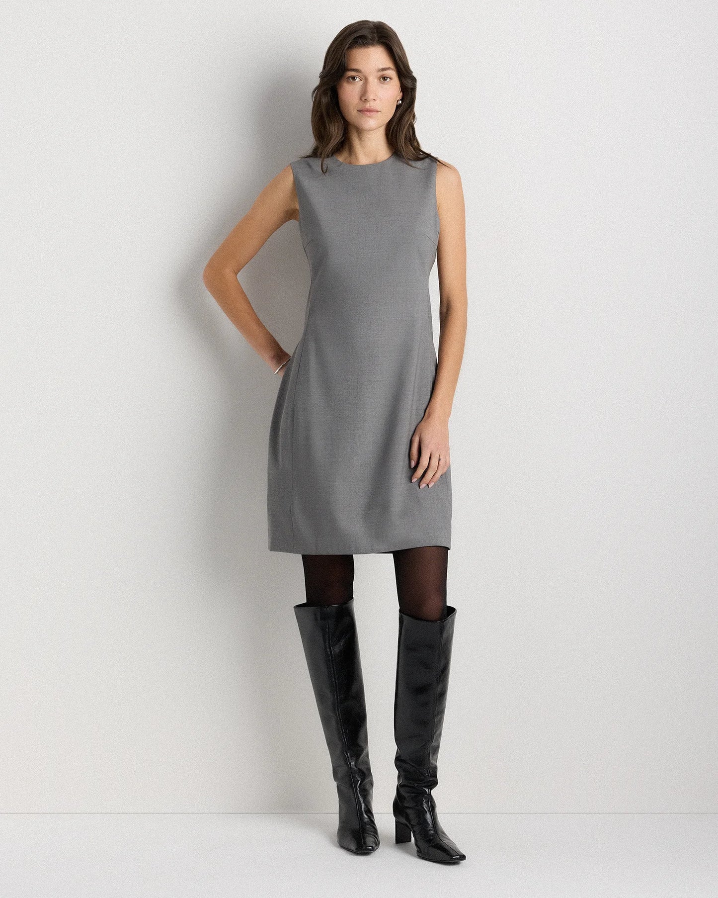 Italian Wool Sleeveless Dress - 0 / Grey Melange
