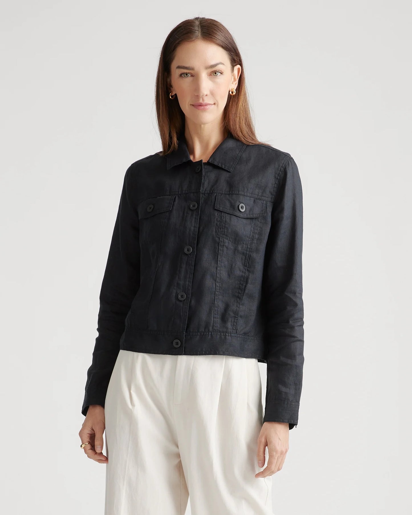 100% European Linen Jacket - XS / Flax