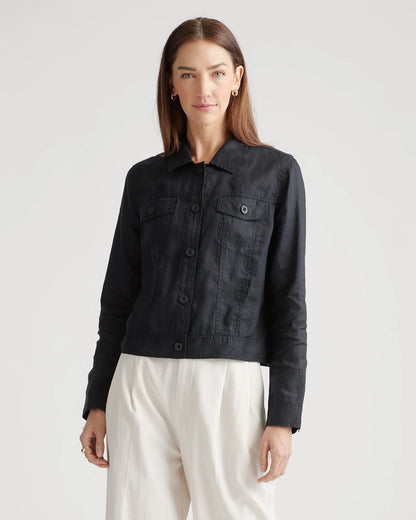 100% European Linen Jacket - XS / Flax