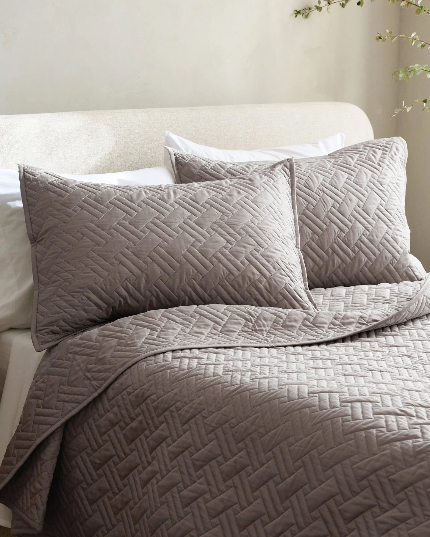 Organic Cotton Basketweave Quilt Set - Twin / Mineral