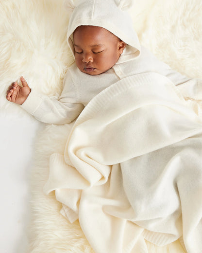 Mongolian Cashmere Luxe Knit Baby Blanket - One Size / True Navy
