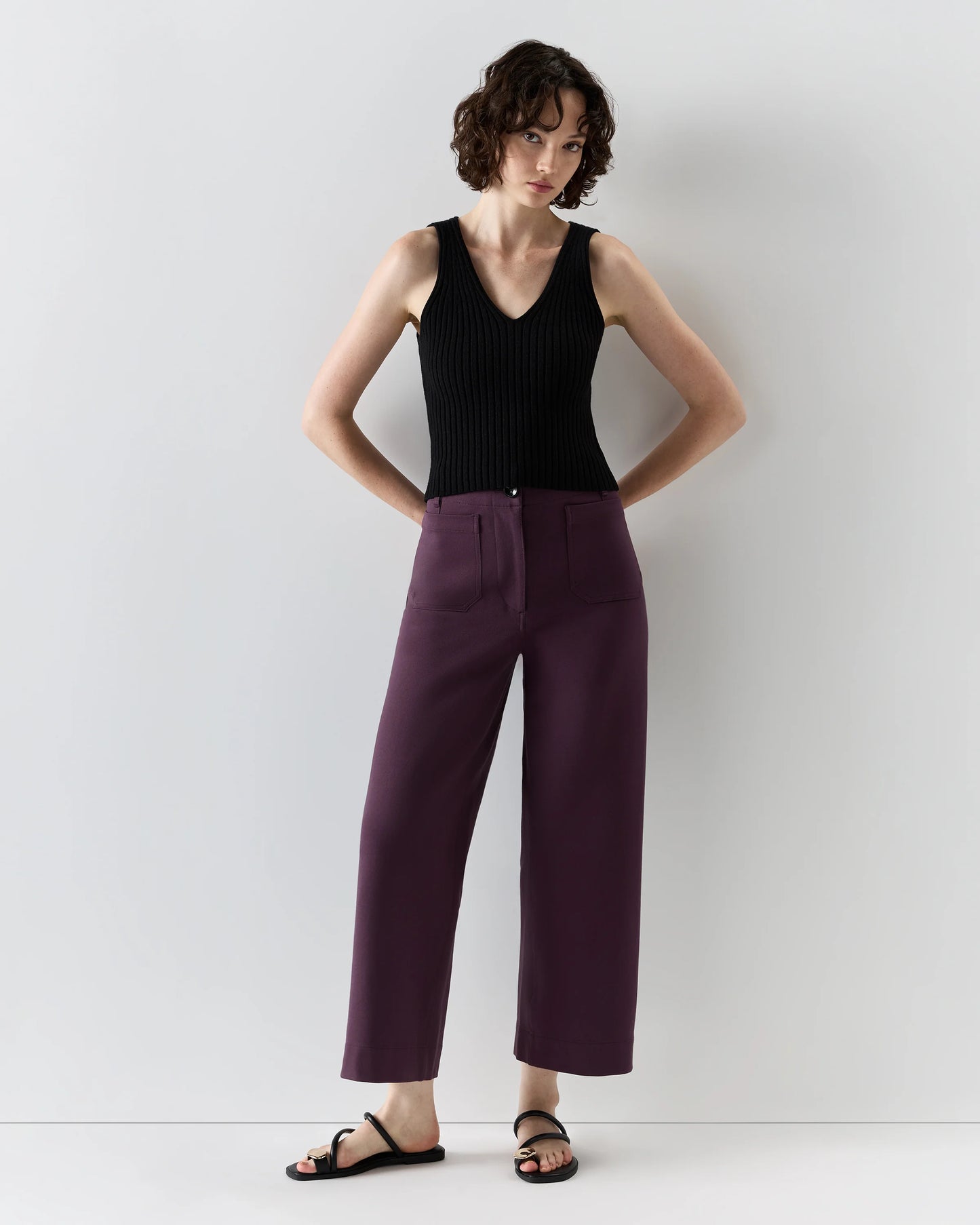 Ultra-Stretch Ponte Cropped Wide Leg Pants - 0 / Espresso