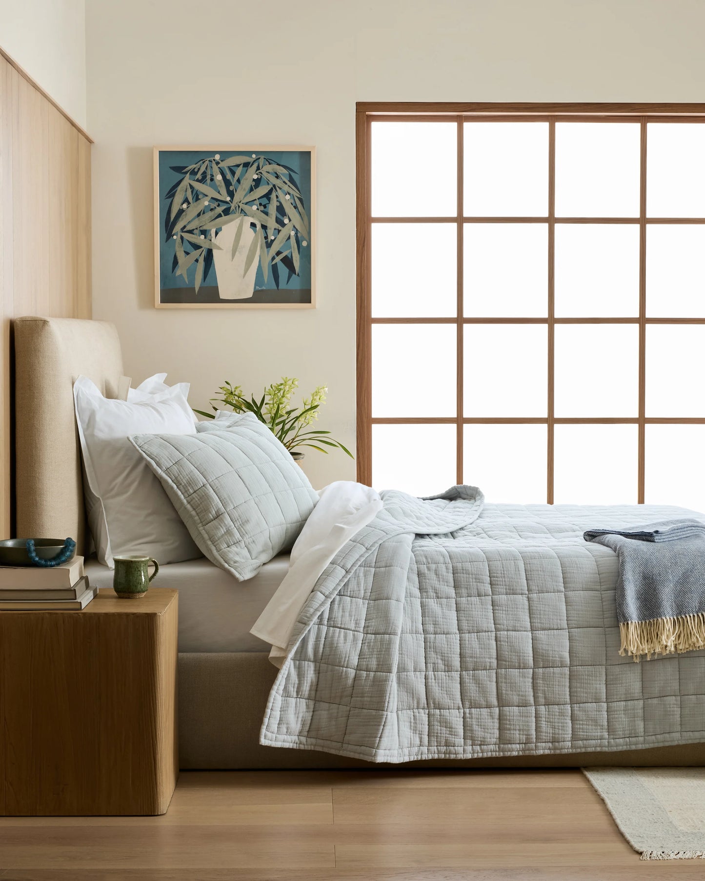 Organic Cotton Gauze Box Quilt - Twin / Mineral