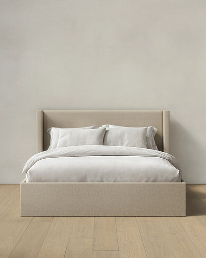 100% Linen Wingback Bed - Full / Canvas