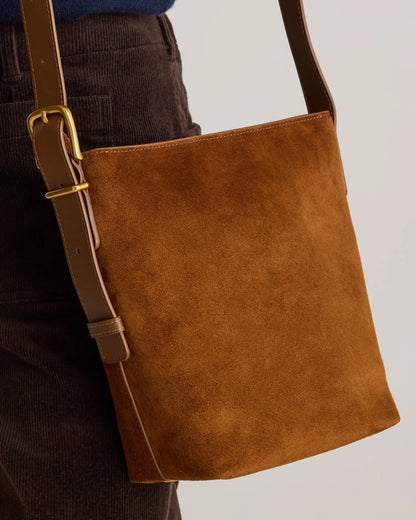 Italian Suede Bucket Crossbody - One Size / Sand