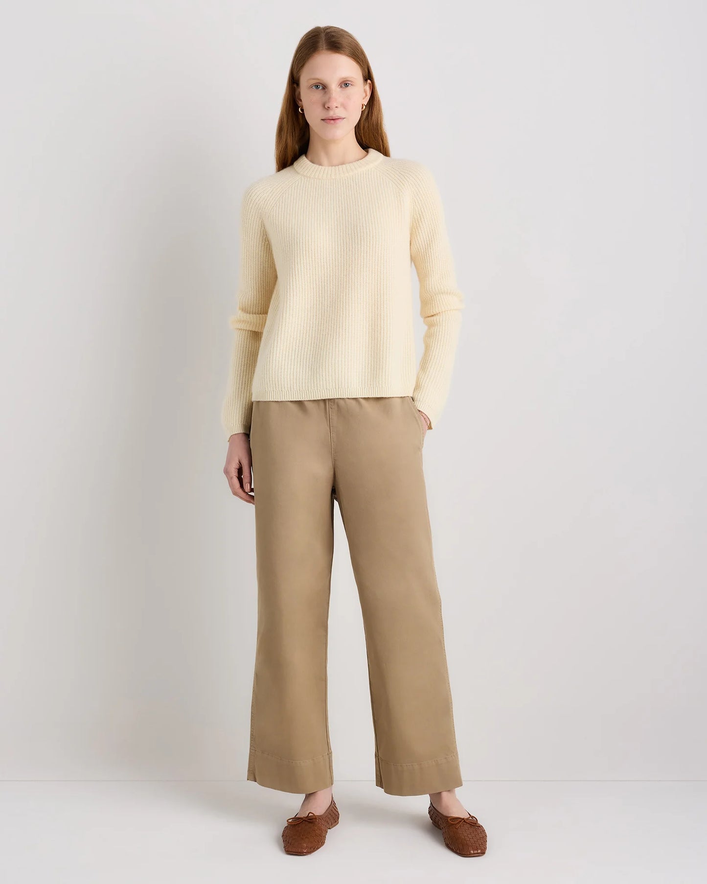 Mongolian Cashmere Fisherman Crewneck Sweater - XS / Teak