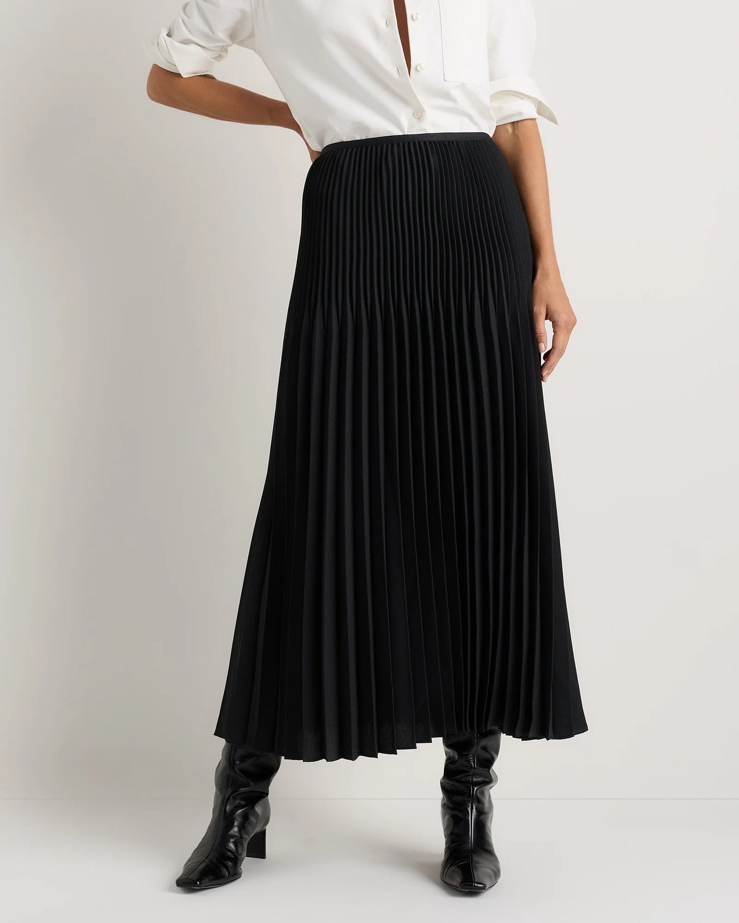 Pleated Matte Midi Skirt - XS / Coffee Bean Brown