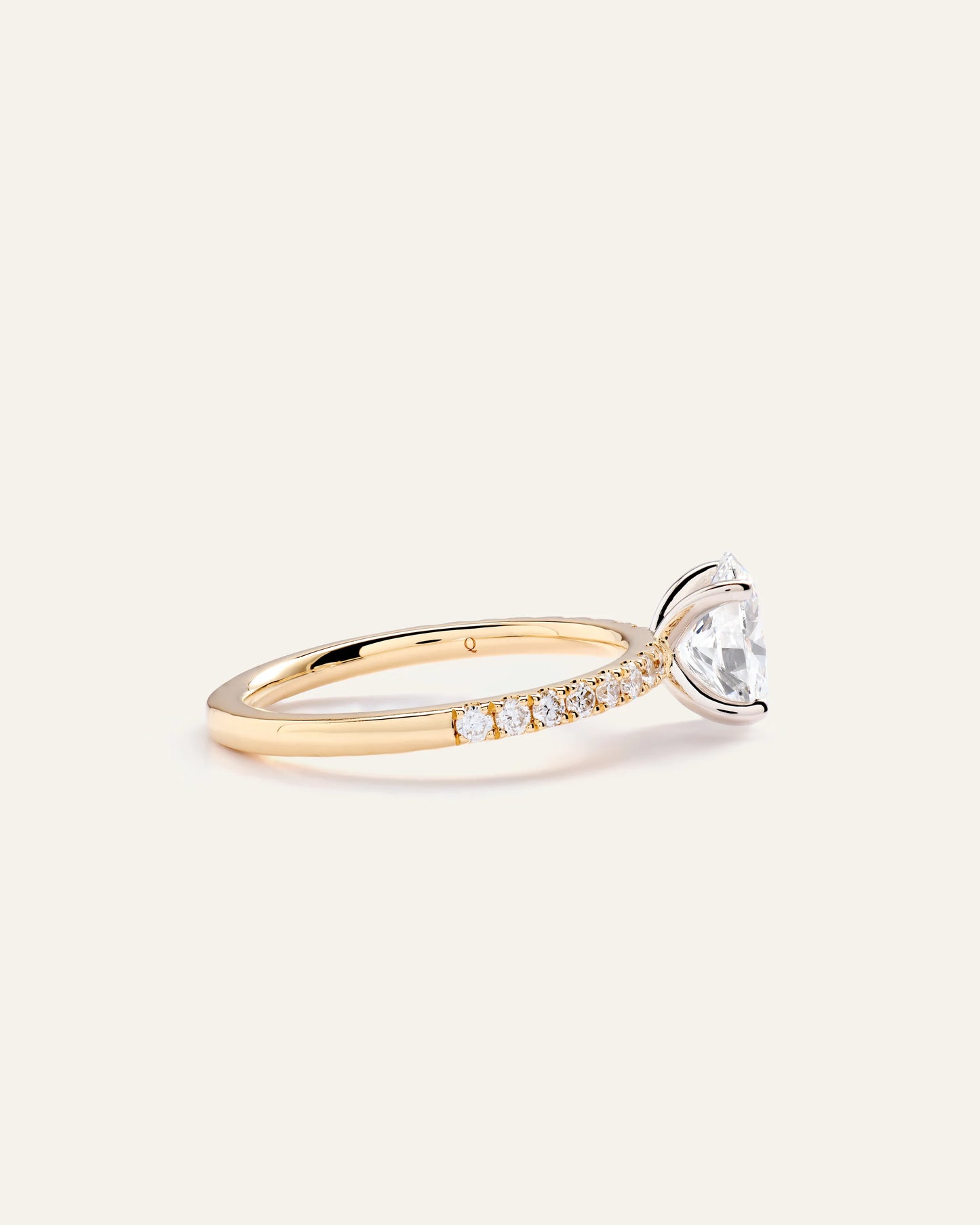 Lab Grown Diamond Oval Petite Pave Engagement Ring - 1ct - 4 / Yellow Gold