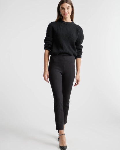 Ultra-Stretch Ponte Pintuck Ankle Pants - XS / Ecru