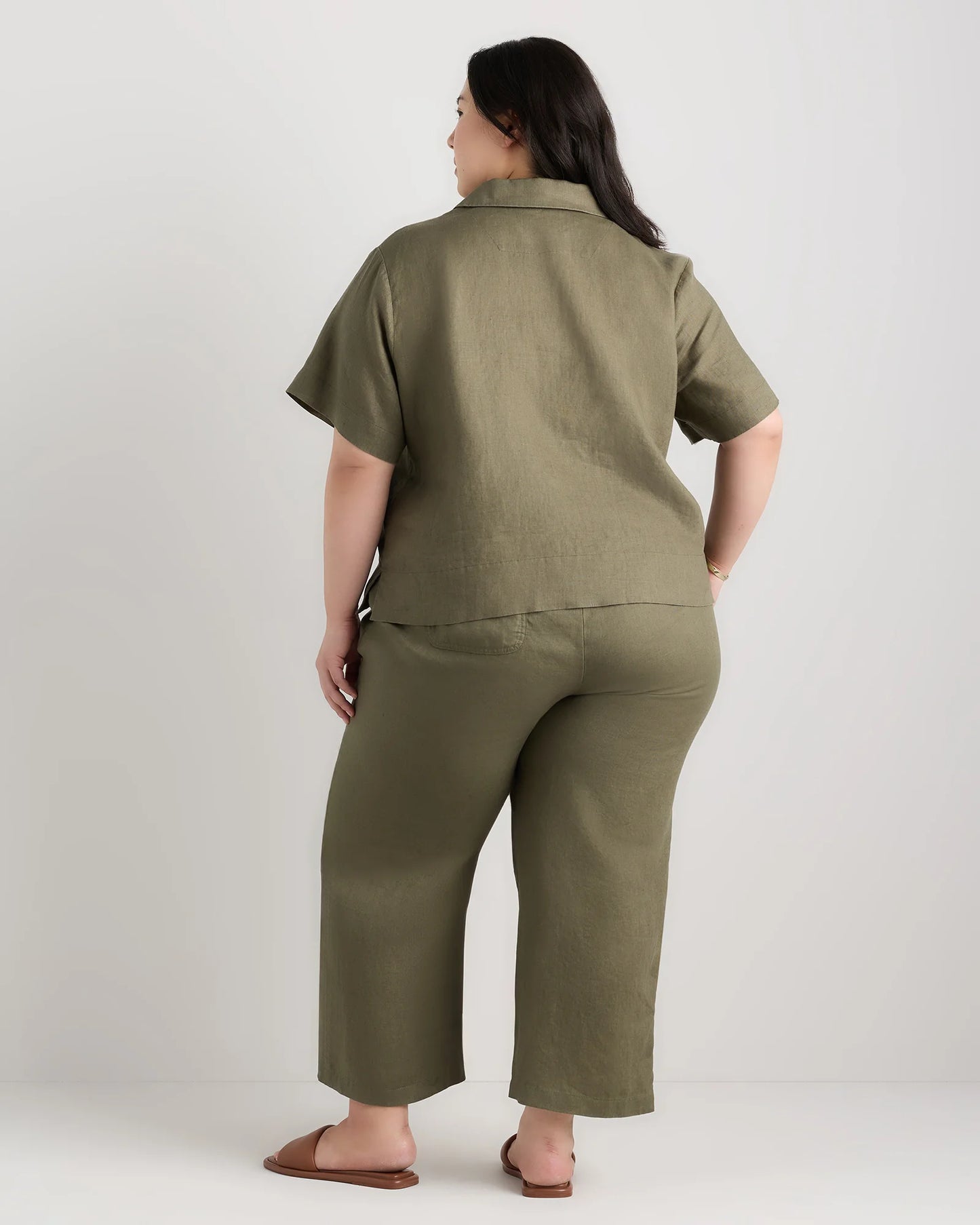 100% European Linen Pants - 1X / Bayberry Olive