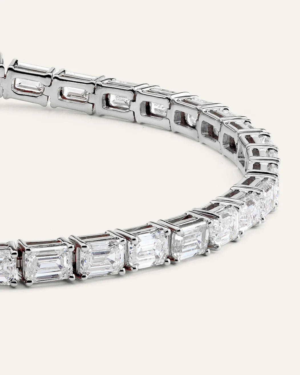 14K Gold Lab Grown Diamond East-West Emerald Tennis Bracelet - 10ctw - 6.5" / Yellow Gold