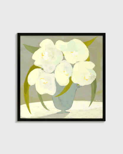 Vase with White Flowers by Marco Marella - 21.25"x21.25" / Oak