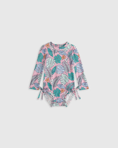 Long Sleeve Tie One-Piece Swimsuit - 0-3M / Soft Ditsy Floral