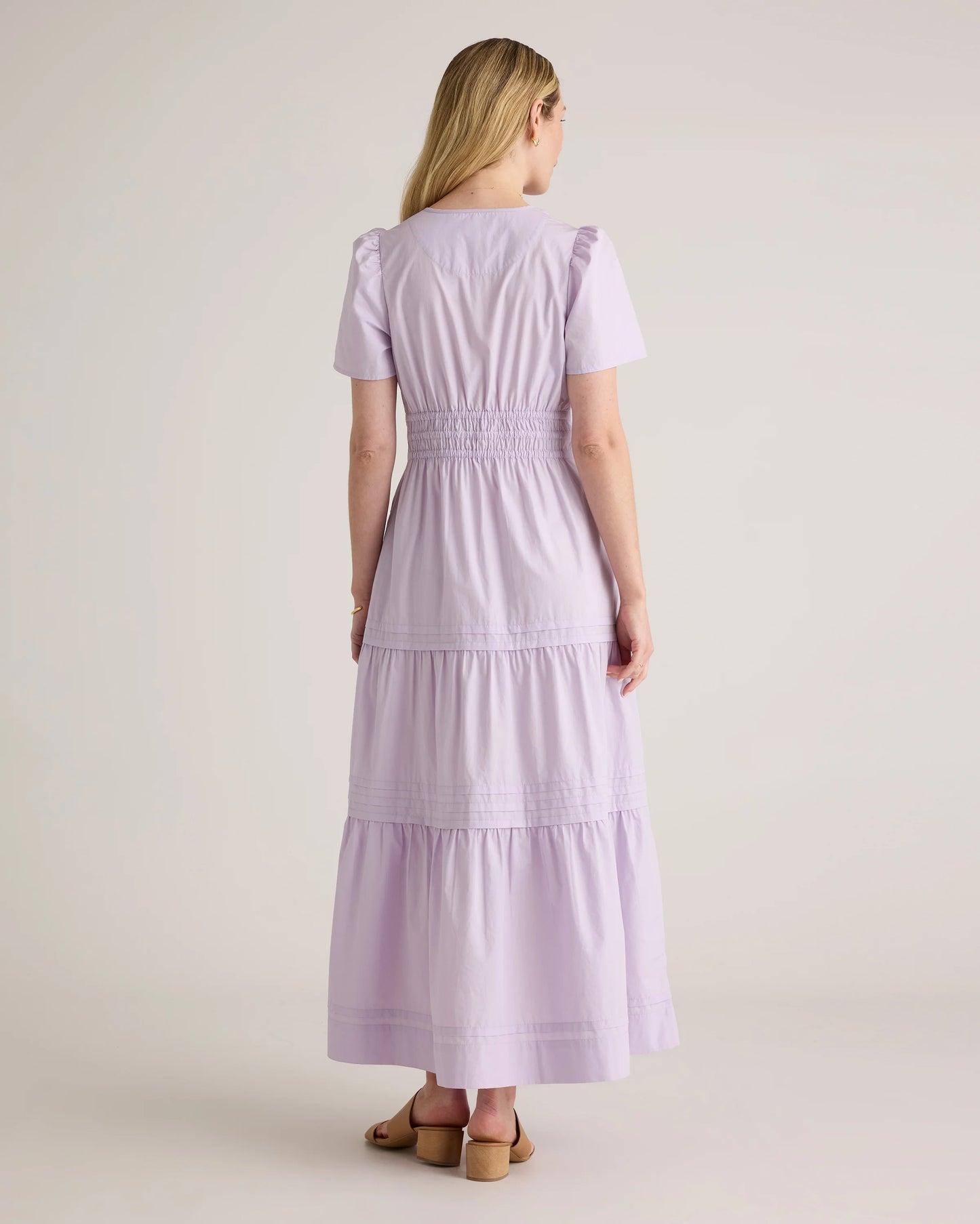 100% Organic Cotton Poplin Tiered Maxi Dress - XS / Riviera Blue Heirloom Floral