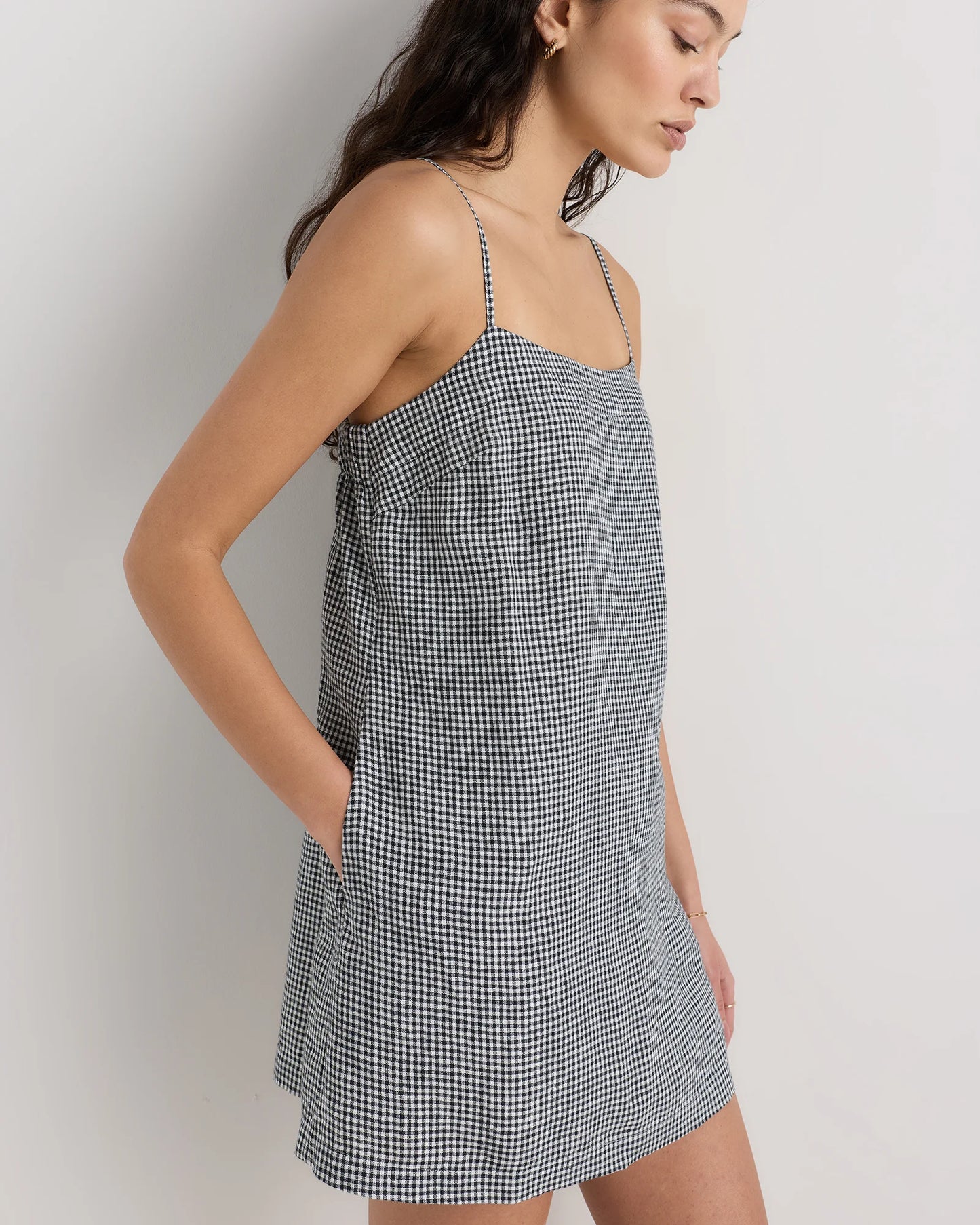 100% European Linen Mini Skort Dress - XS / Moonstone Blue