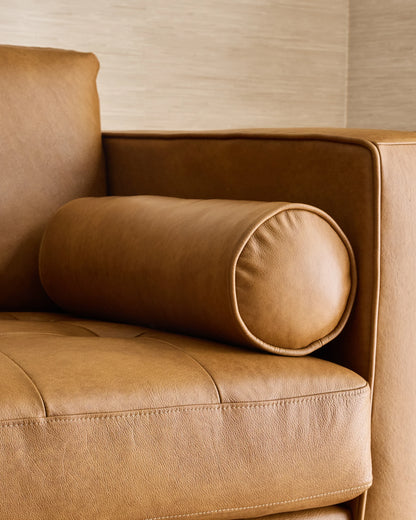Italian Leather Midcentury Sofa - One Size / Chestnut