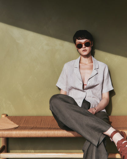 100% European Linen Pleated Trouser - 0 / Bayberry Olive