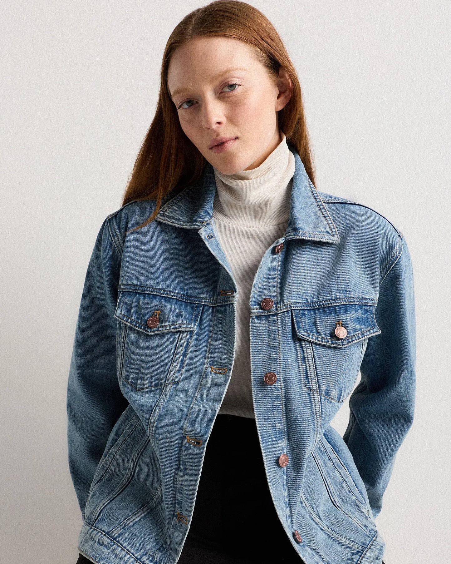 100% Organic Cotton Oversized Denim Jacket - XS / Washed Black