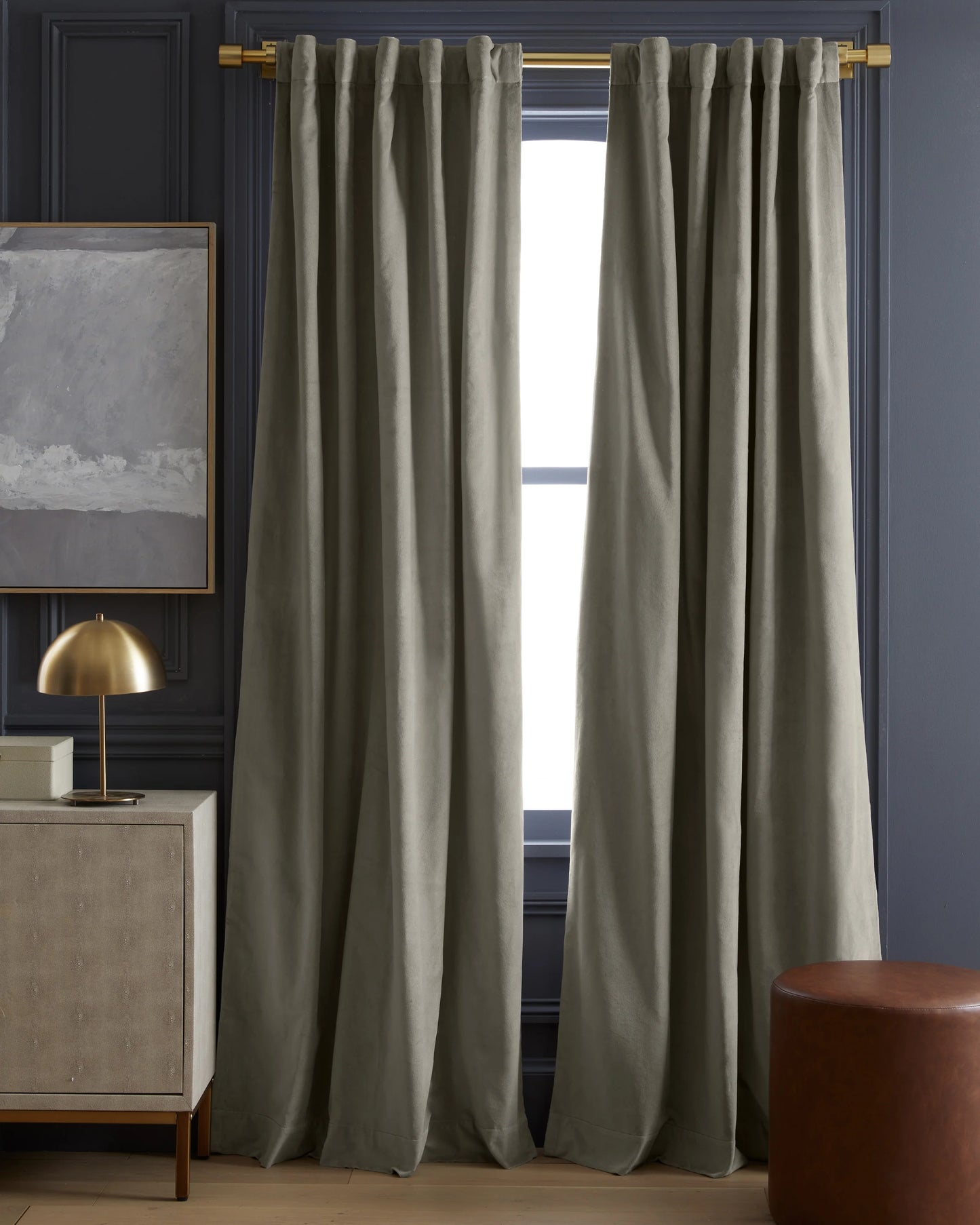 Cotton Velvet Curtain - Single Panel - 48x84 / Ivory