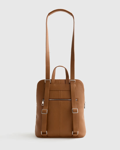 Italian Leather Convertible Backpack - One Size / Black