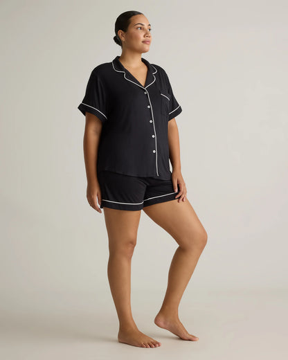 Bamboo Jersey Short Sleeve Pajama Set - XS / True Black