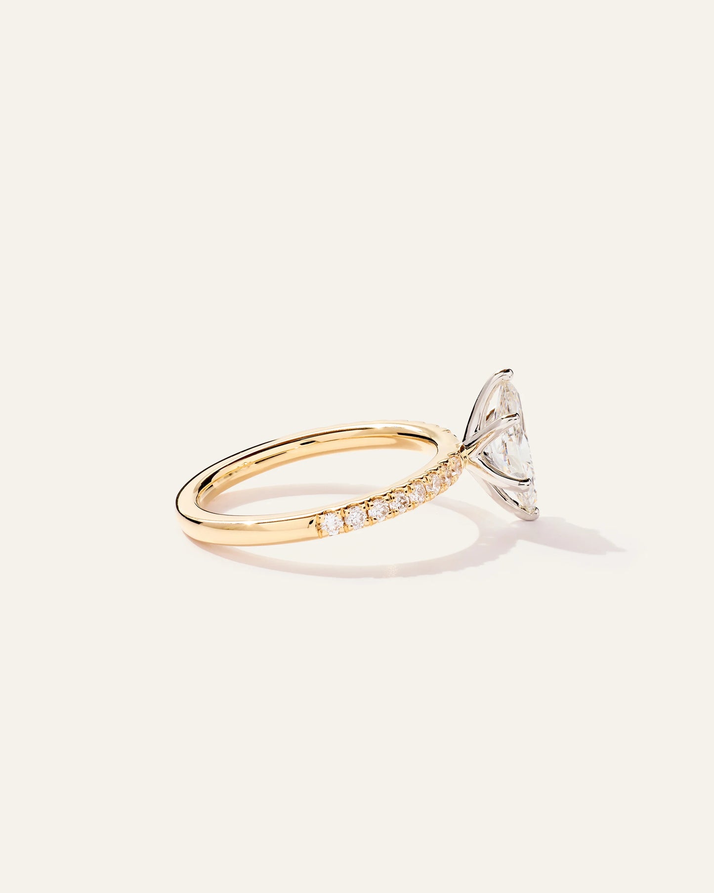 Lab Grown Diamond Marquise Petite Pave Engagement Ring - 1ct - 4 / Yellow Gold