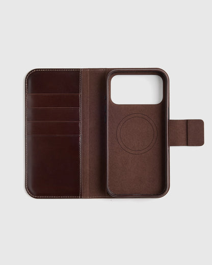 Italian Leather Phone 2-in-1 Folio Case - 17 Pro / Black