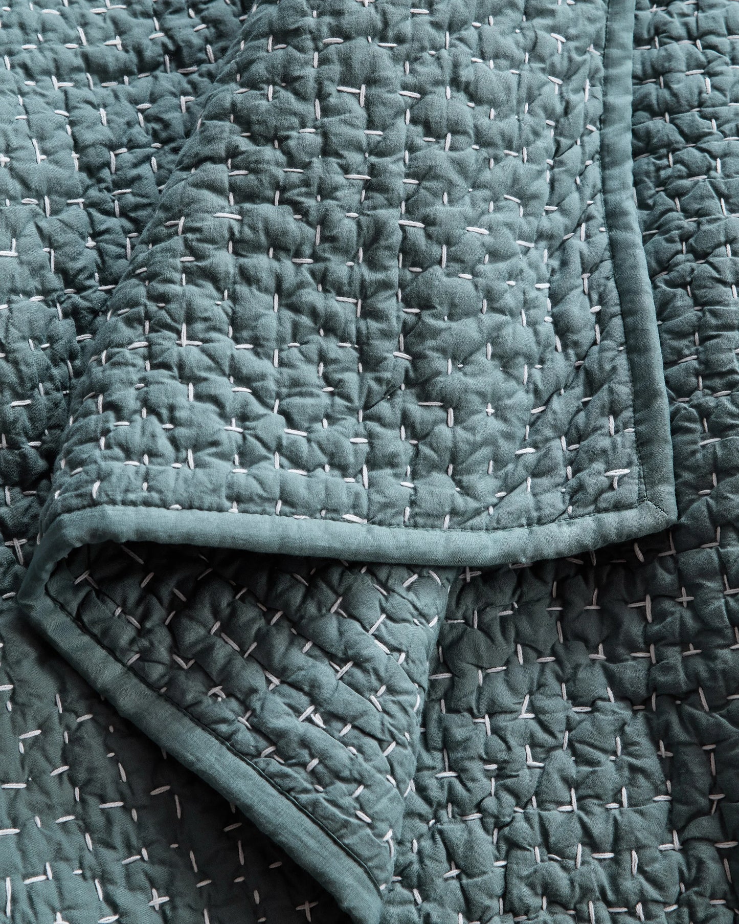 Organic Cotton Hand Stitched Quilt - Twin / Stone