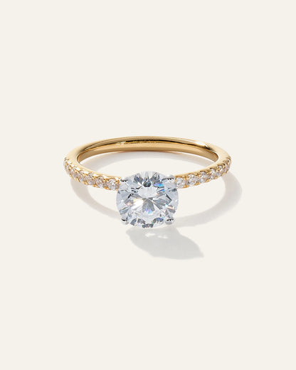 Lab Grown Diamond Round Petite Pave Engagement Ring - 1.50ct - 4 / Yellow Gold