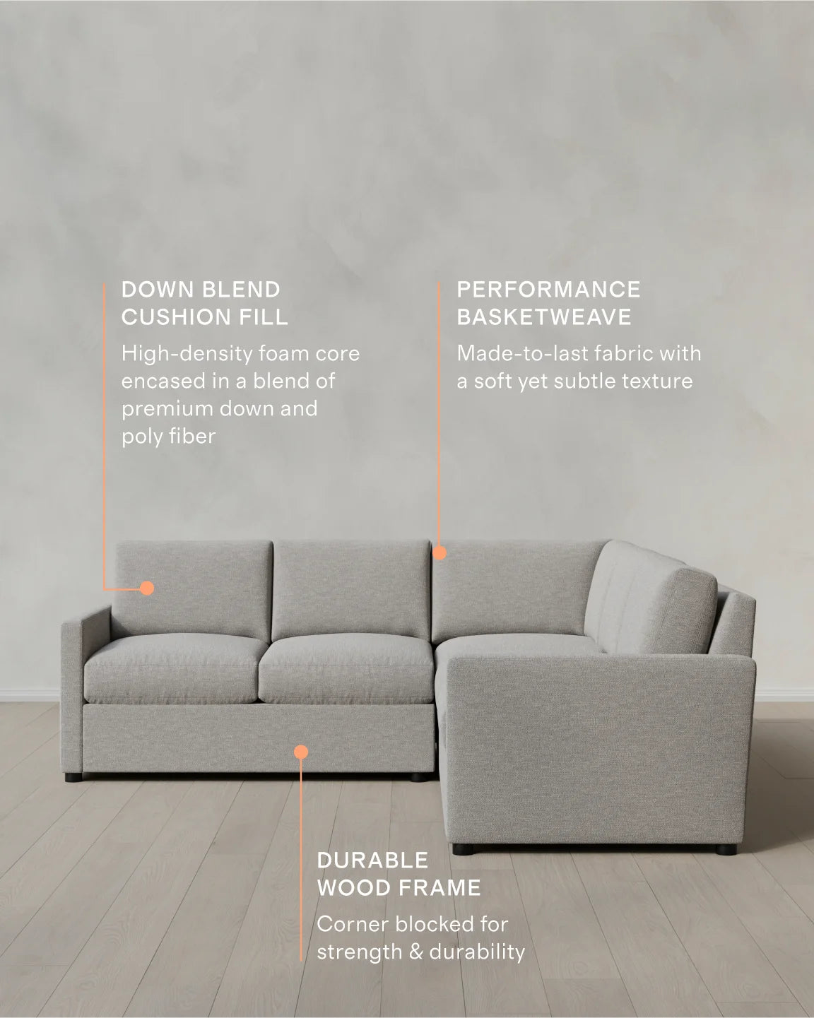 Brennan L Sectional in Performance Basketweave - 99x99 / Flax