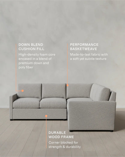 Brennan L Sectional in Performance Basketweave - 99x99 / Flax