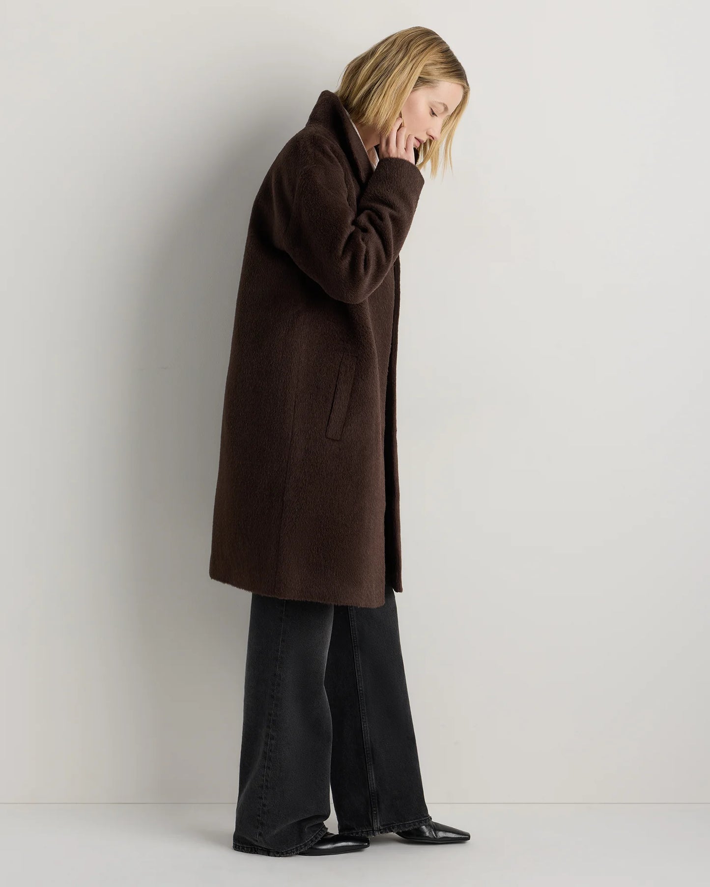 Alpaca-Wool Stand Collar Coat - XS / Rustic Brown