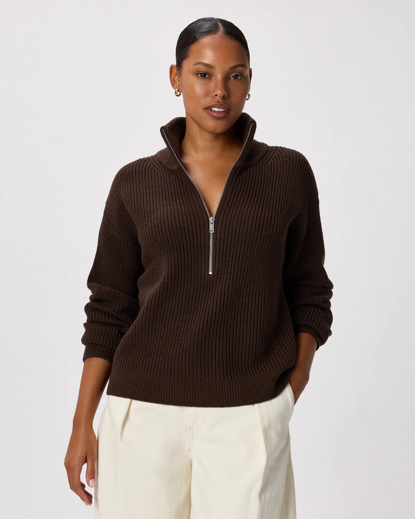 Australian Merino Wool Half Zip Sweater - XS / Heather Grey