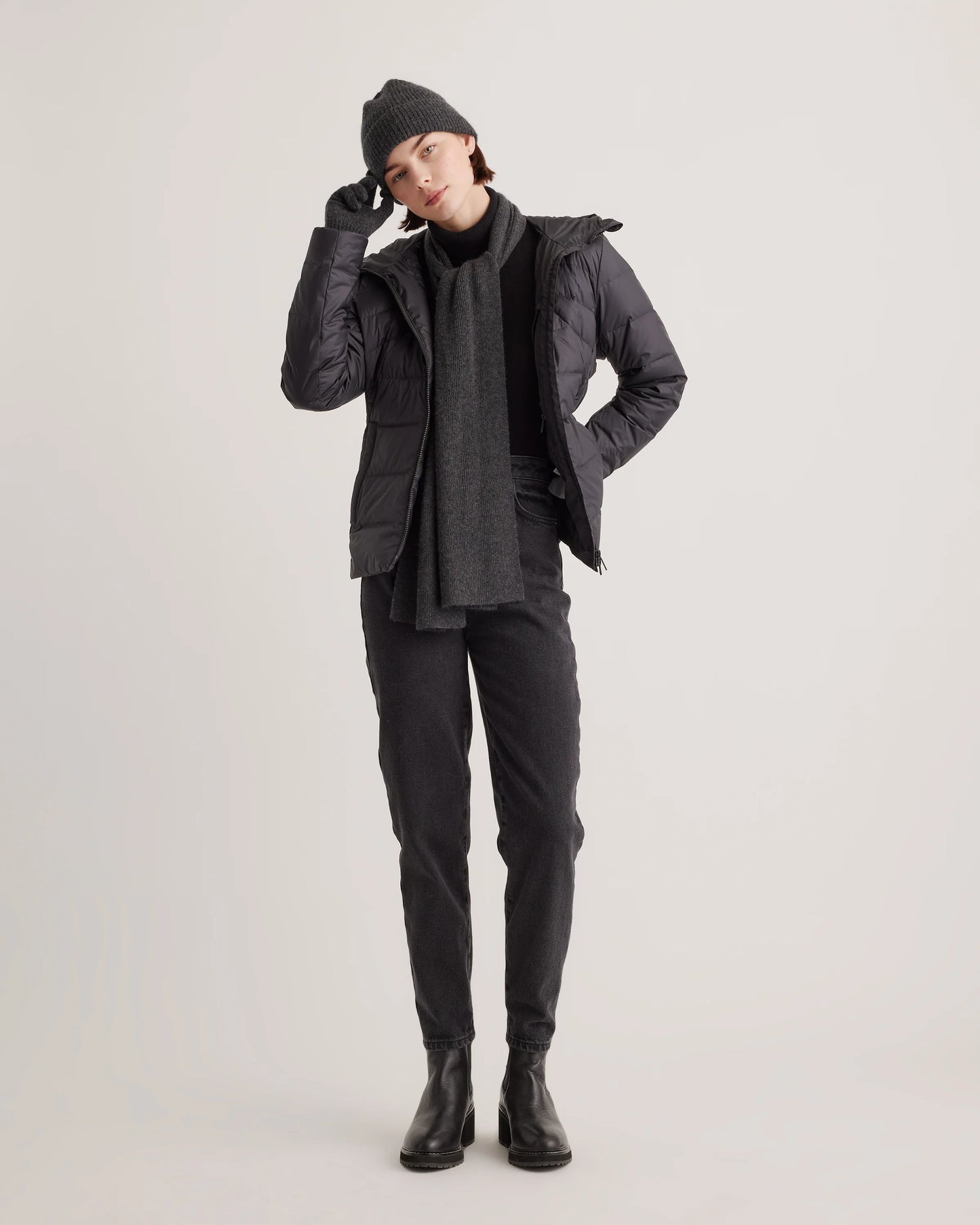 Lightweight Down Packable Puffer Hooded Jacket - XS / Navy