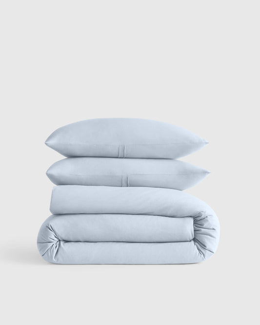 Organic Jersey Duvet Cover Set - Twin / Light Blue