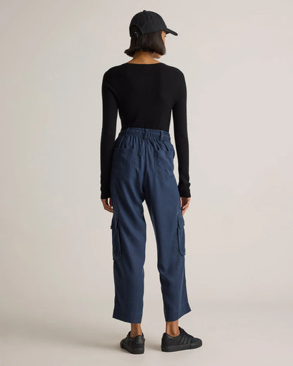 Vintage Wash Tencel Drawstring Cargo Pants - XS / Olive