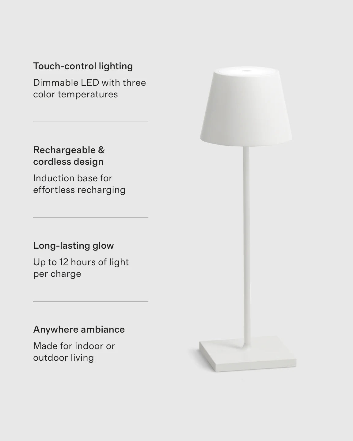 Poldina Pro Rechargeable Table Lamp by Zafferano - Regular / White