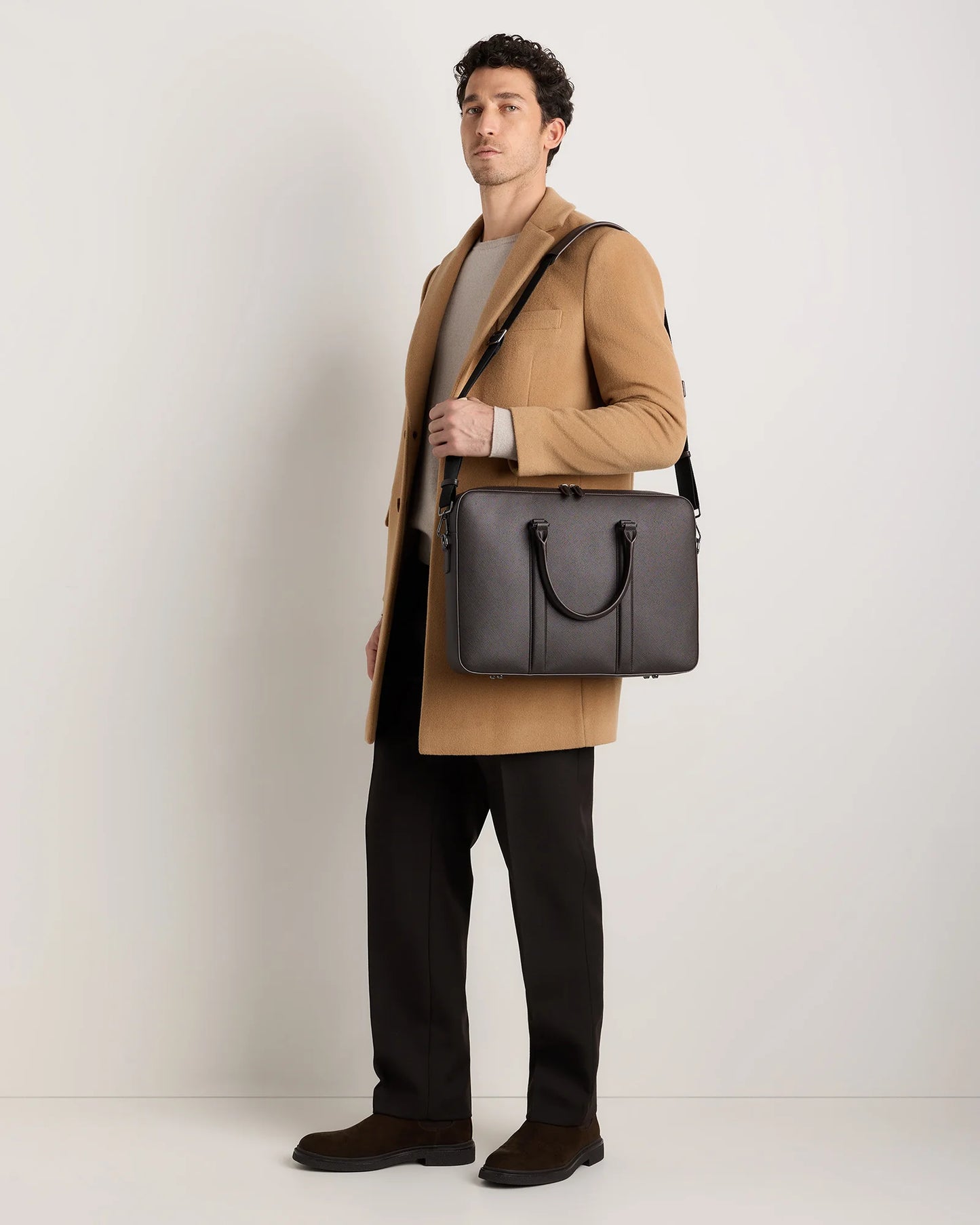 Italian Saffiano Briefcase - One Size / Hickory