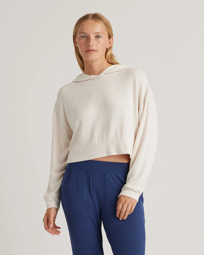 Brushed Lounge Cropped Pullover Hoodie - XS / Heather Oatmeal
