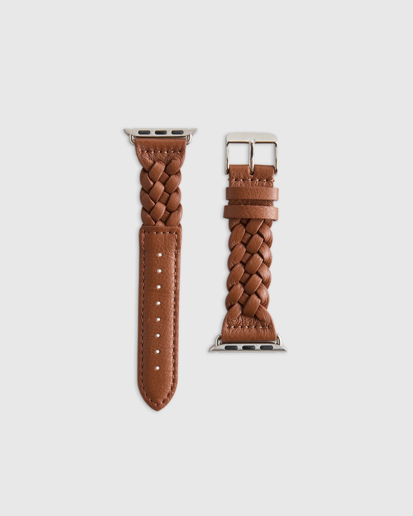 Braided Leather Smartwatch Band - 38mm - 42mm / Dark Brown