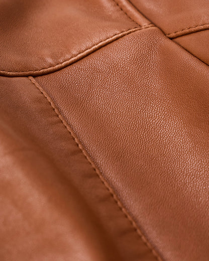 100% Leather Motorcycle Jacket - XS / Cognac